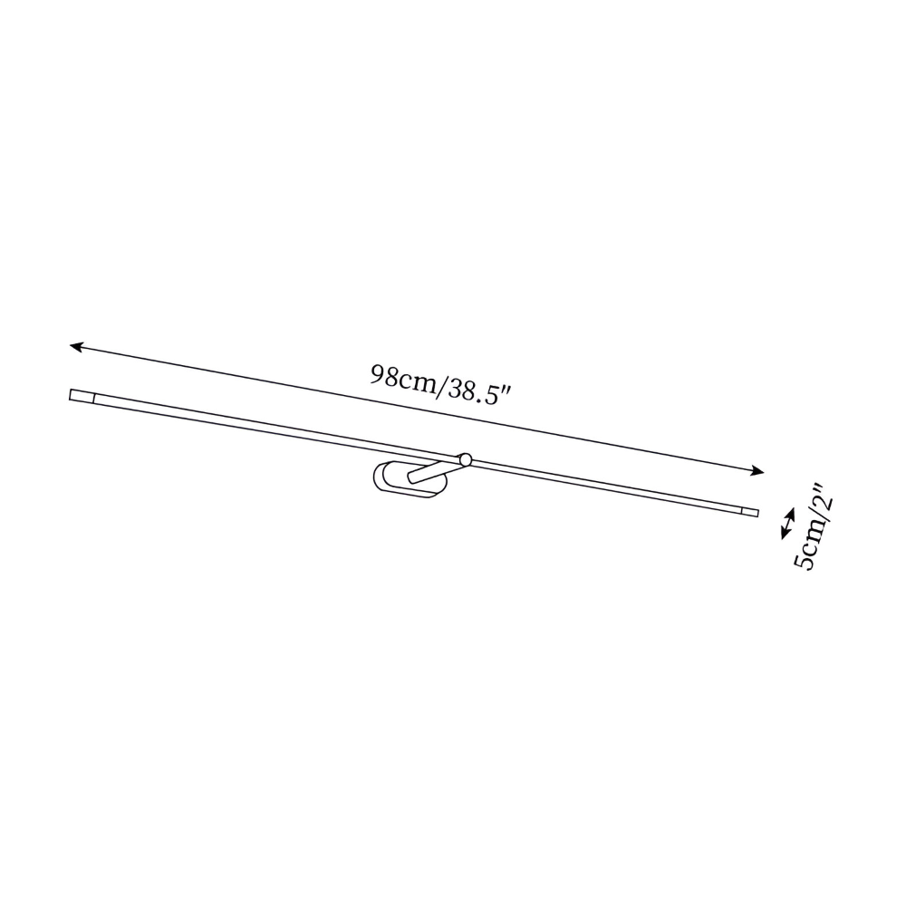 Dimensions de l'applique murale LED : longueur 98 cm, hauteur 5 cm