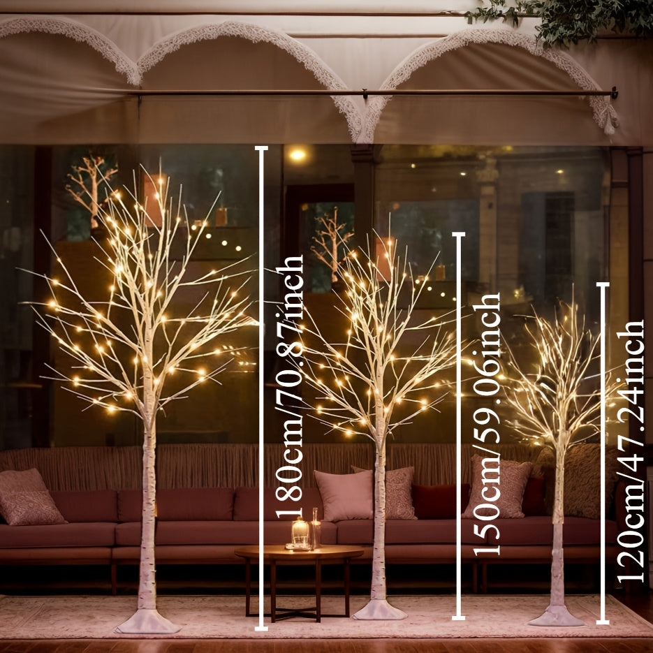 Arbre lumineux en trois hauteurs : 120 cm, 150 cm et 180 cm en comparaison