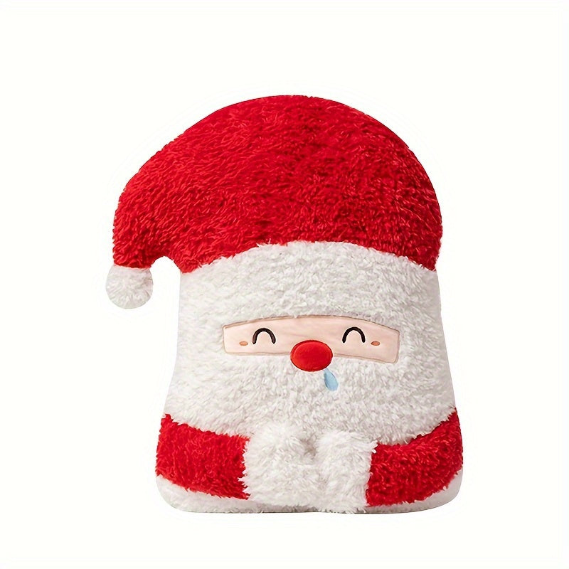 Coussin de Noël Père Noël en peluche rouge et blanche sur fond blanc