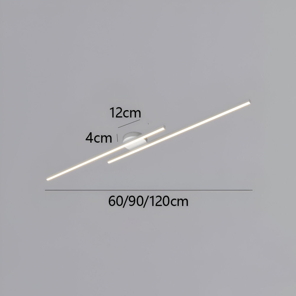 Dimensions du plafonnier LED linéaire blanc : hauteur 4 cm, platine 12 cm