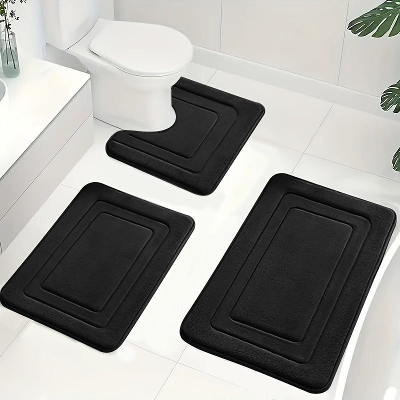 Lot de 3 tapis de bain noirs autour des toilettes
